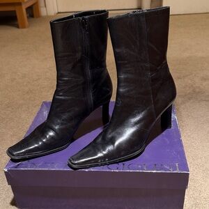 Enzo Angiolini Black Leather Heeled Boots
